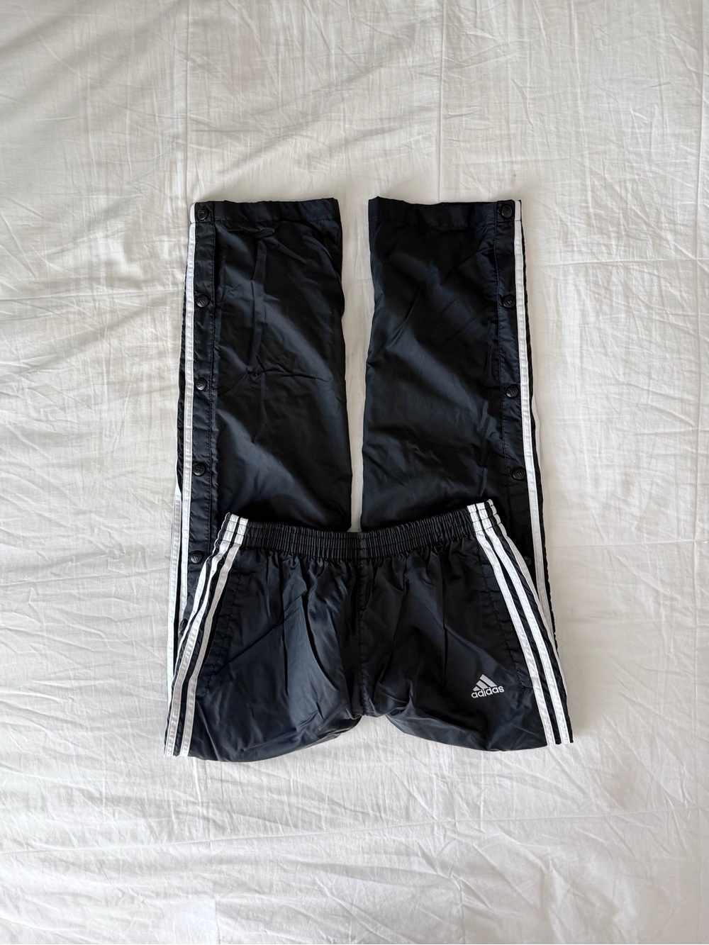 Vintage 90s Adidas Black & White 3-Stripe Nylon Tearaway Track Pants Size L